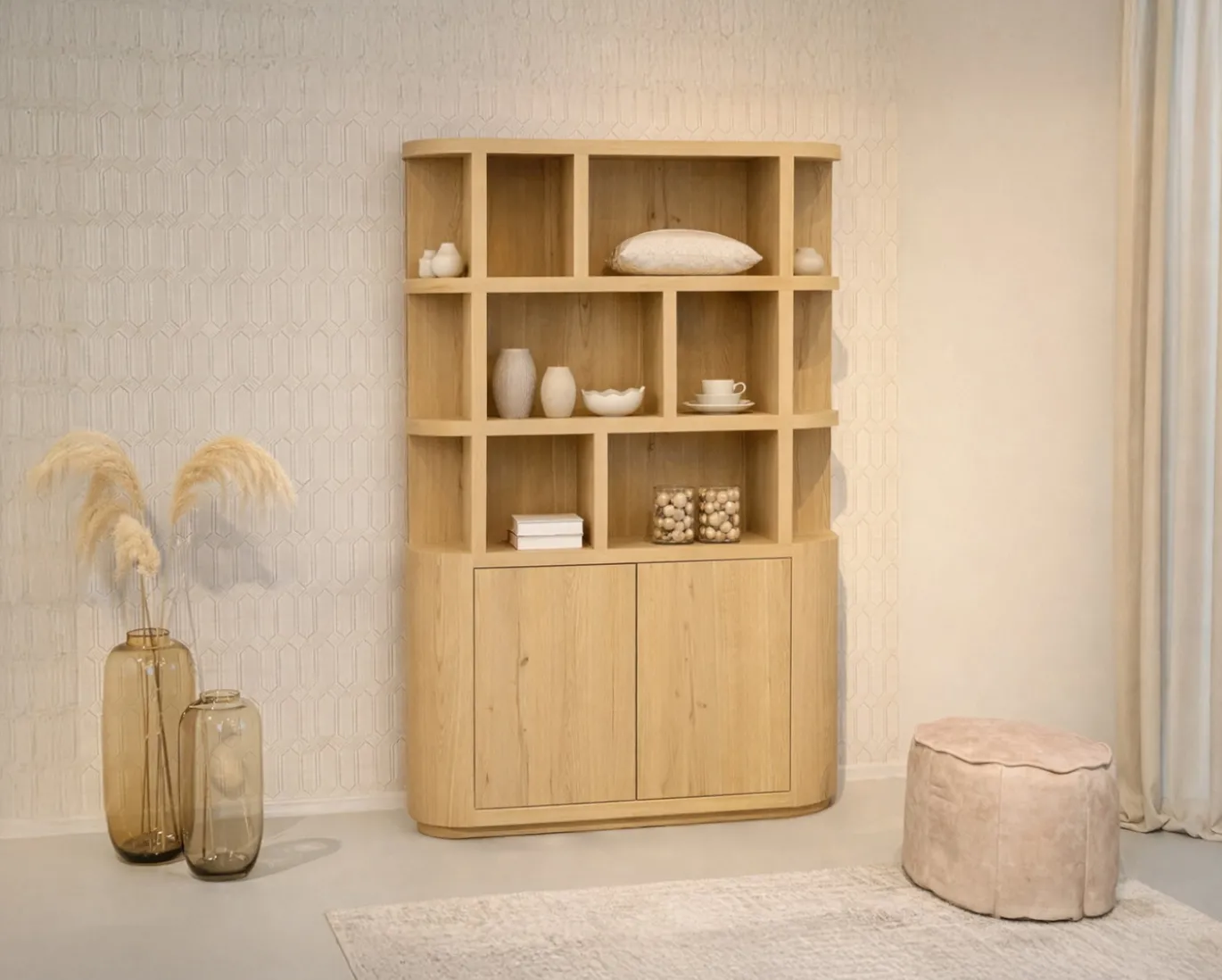 Livingfurn Boekenkast Novero 145cm Naturel