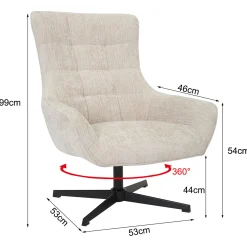 Livingfurn Draaifauteuil Naomi Toffee