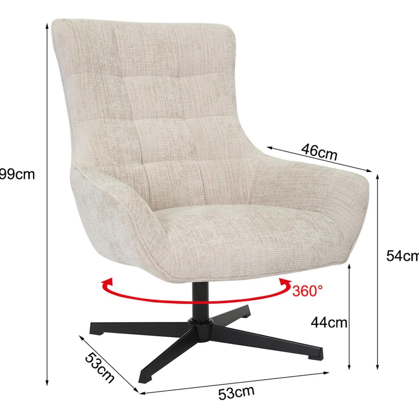 Livingfurn Draaifauteuil Naomi Toffee