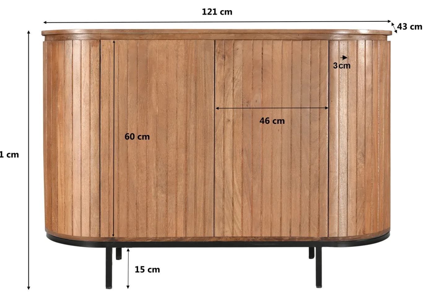 Livingfurn Dressoir Noor Naturel 115cm Mangohout