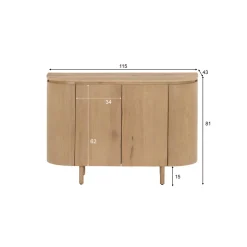 Livingfurn Dressoir Tobago Naturel Eikenfineer 115cm