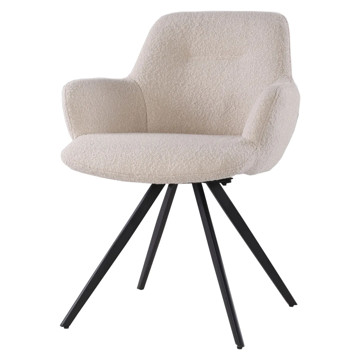 Livingfurn Eetkamerstoel Doreen Bouclé Beige Draaibaar