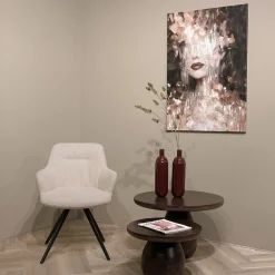 Livingfurn Eetkamerstoel Doreen Bouclé Beige Draaibaar