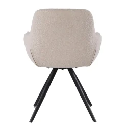 Livingfurn Eetkamerstoel Doreen Bouclé Beige Draaibaar