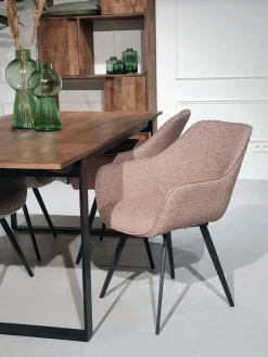 Livingfurn Eetkamerstoel Luca Boucle Vintage Pink