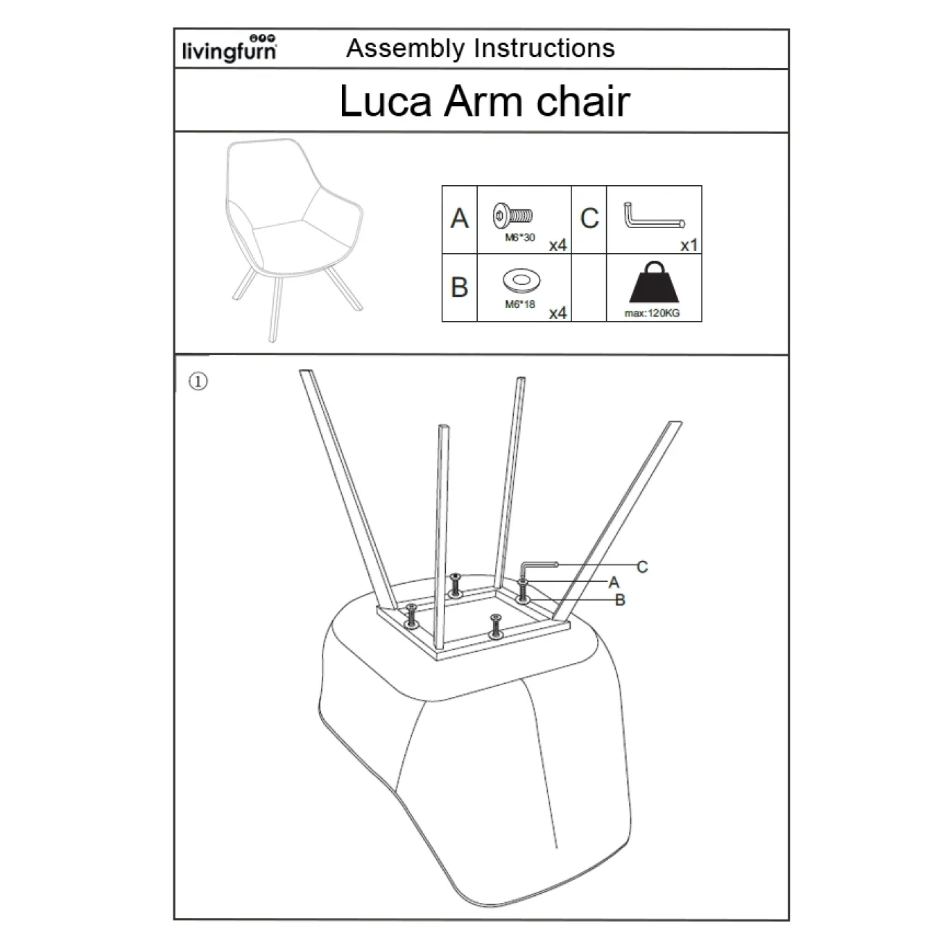 Livingfurn Eetkamerstoel Luca Boucle Leaf Bruin