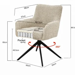 Livingfurn Eetkamerstoel Tara Sand