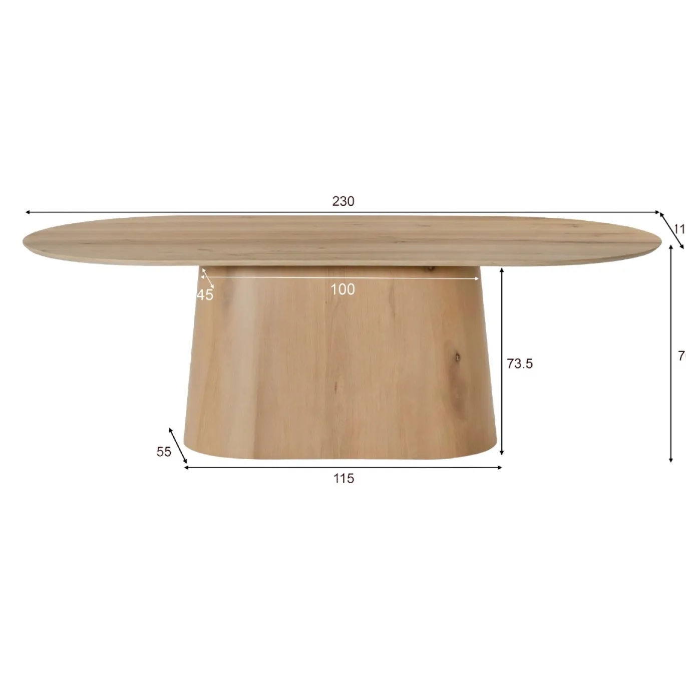 Livingfurn Eetkamertafel Novero 230cm Naturel