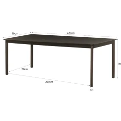 Livingfurn Eetkamertafel Tobago Espresso 220cm Rechthoek Bruin