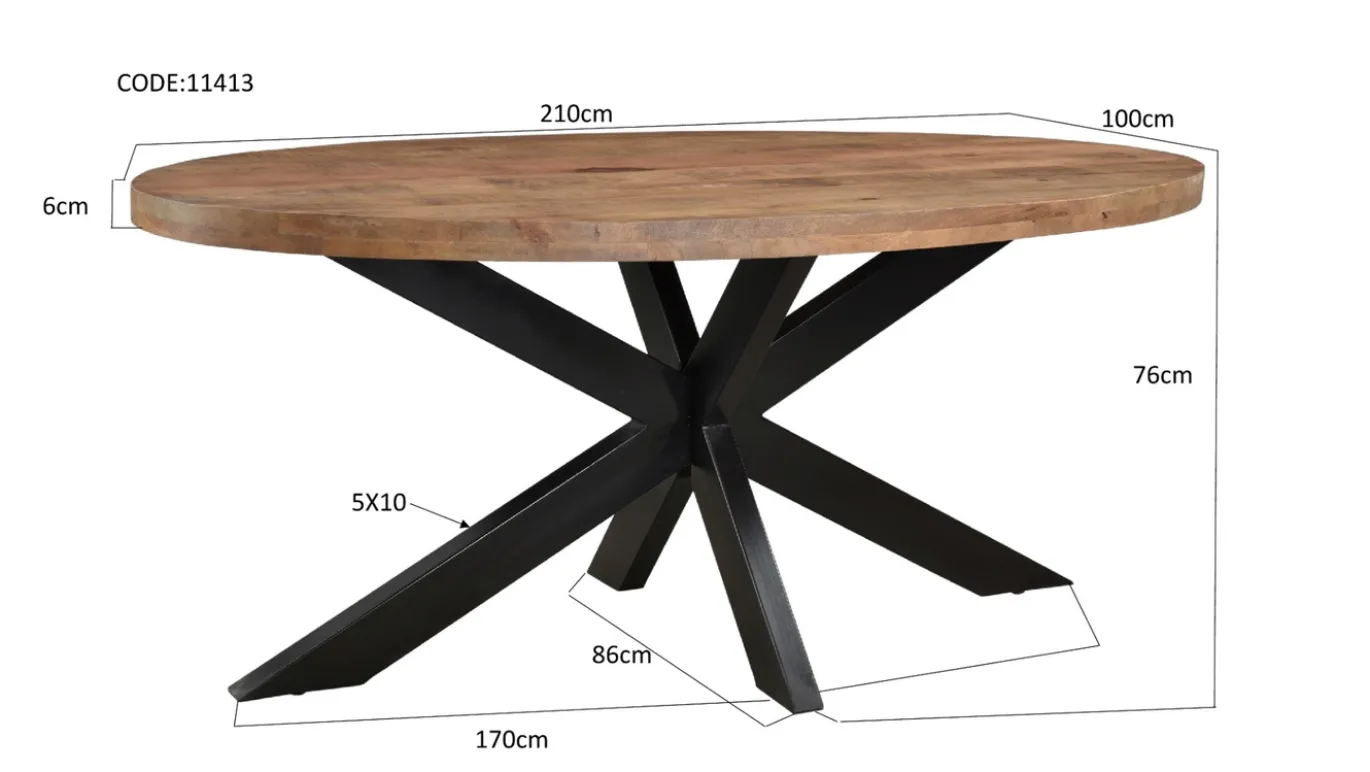 Livingfurn Eettafel Brix Sturdy Ovaal 210 cm