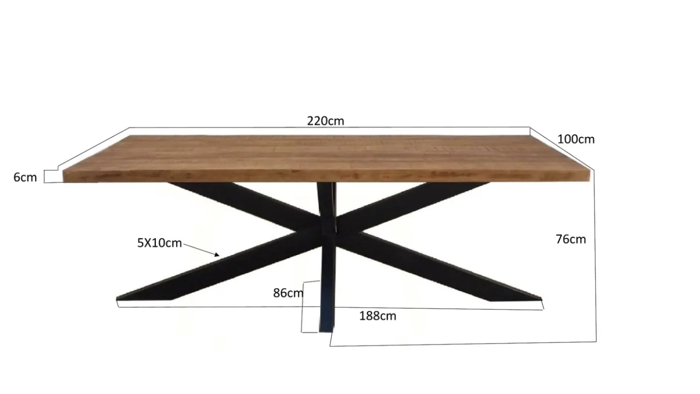 Livingfurn Eettafel Brix Sturdy Spider 220 cm