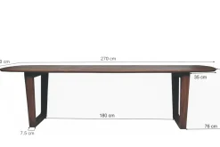 Livingfurn Eettafel Cortez Bruin 270cm
