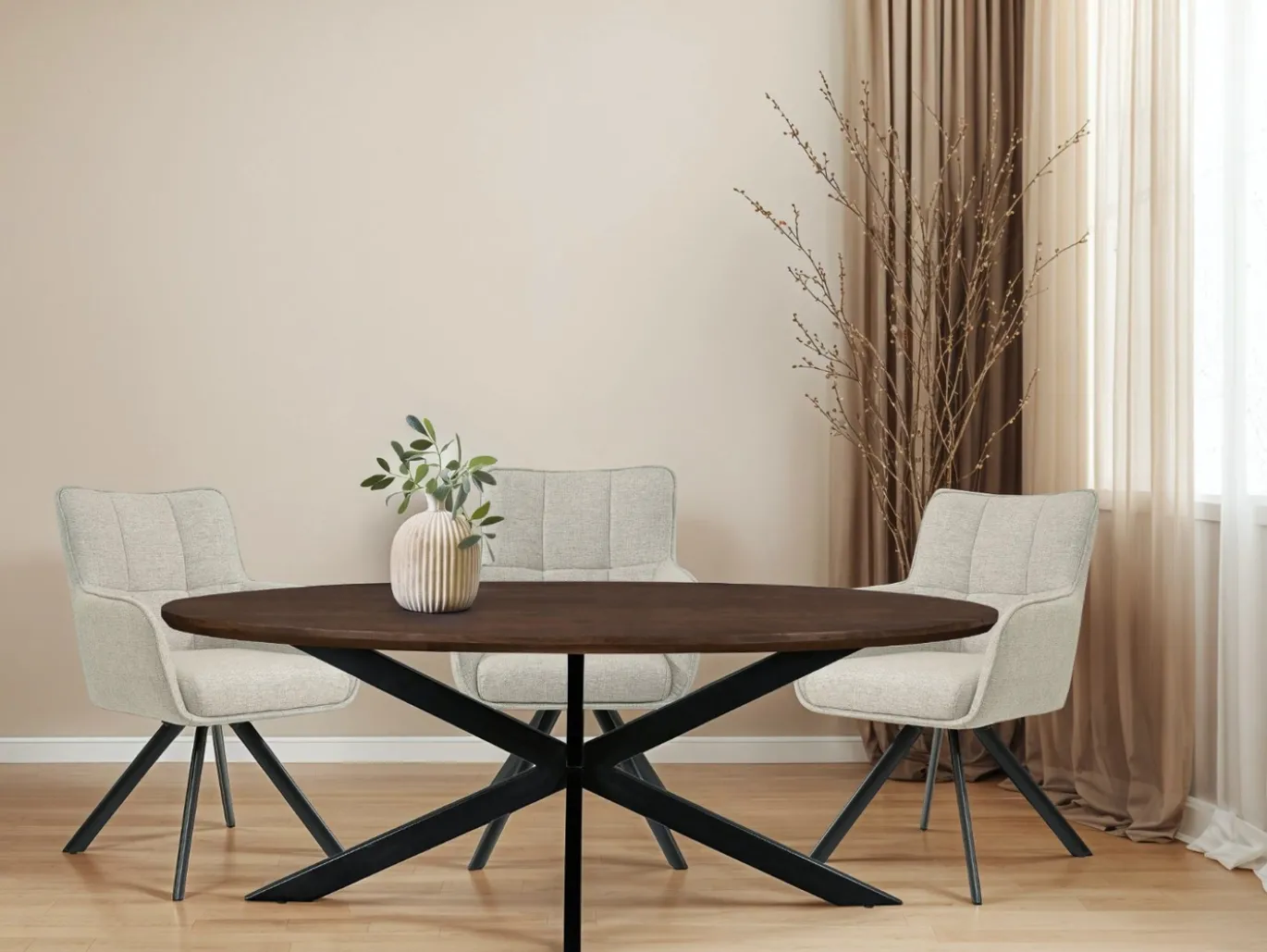 Livingfurn Eettafel Jesper Ovaal Bruin 210cm