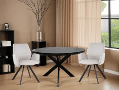 Livingfurn Eettafel Jesper Rond Mangohout Zwart Ø130cm