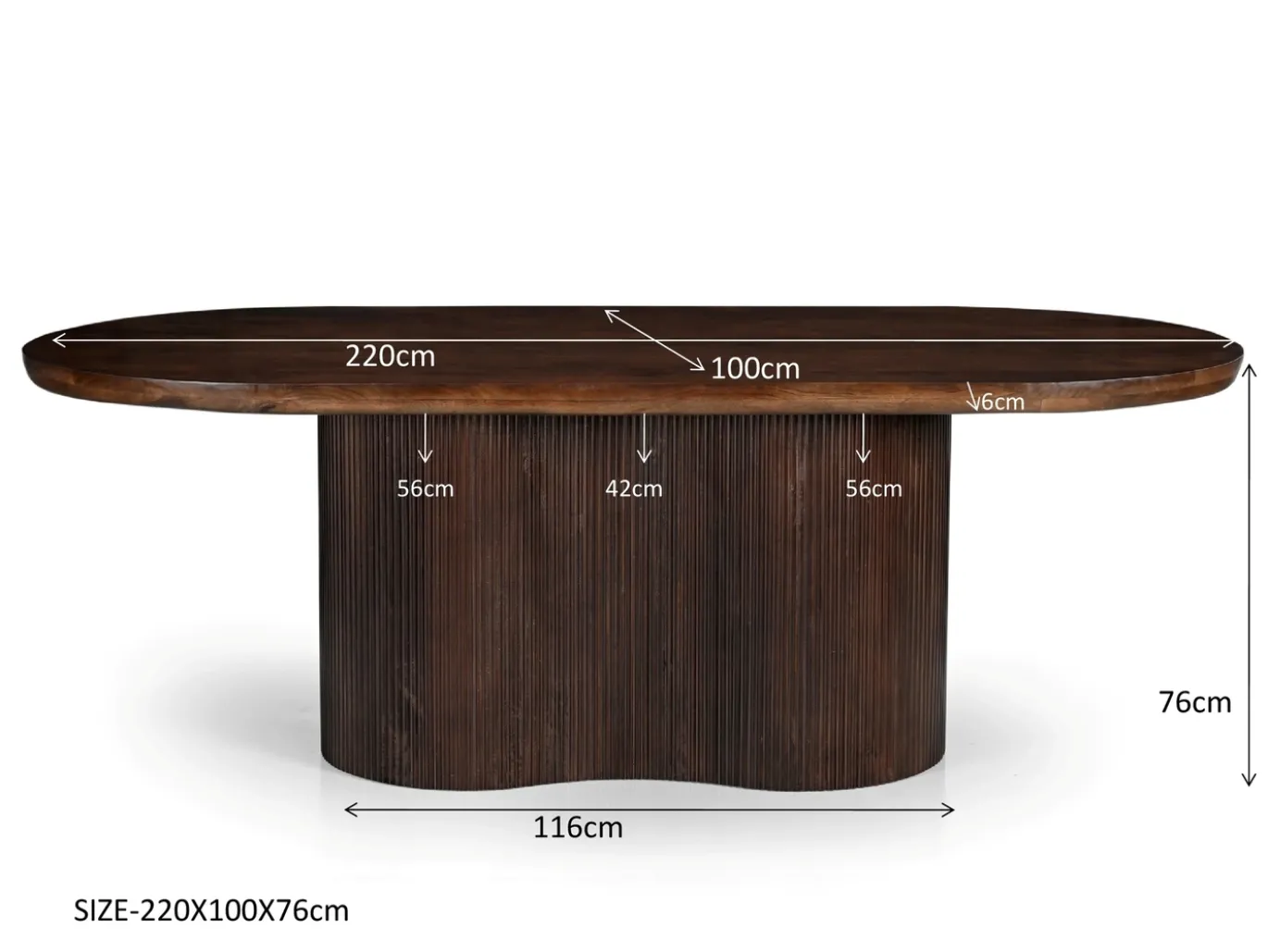 Livingfurn Eettafel Sevilla Mangohout Bruin 220cm
