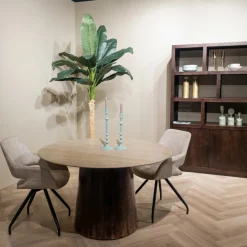 Livingfurn Eettafel Valentino Rond Travertin 130cm