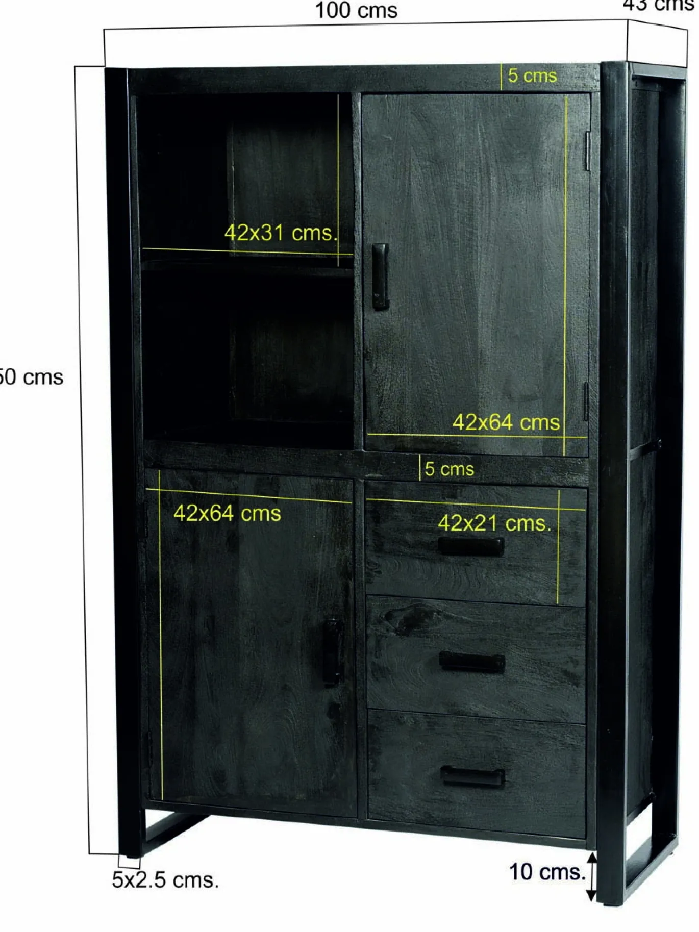 Livingfurn Kabinetkast Norris Zwart 100x150cm