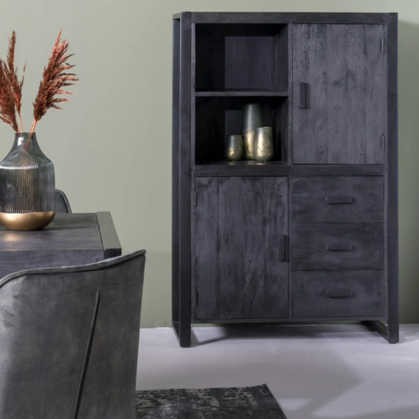 Livingfurn Kabinetkast Norris Zwart 100x150cm