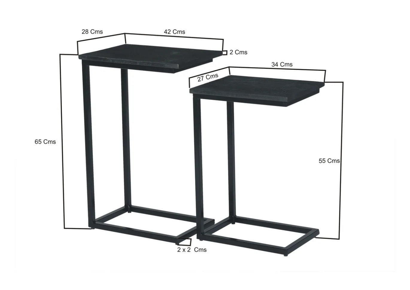 Livingfurn Laptoptafel Jordy Norris Zwart Set van 2