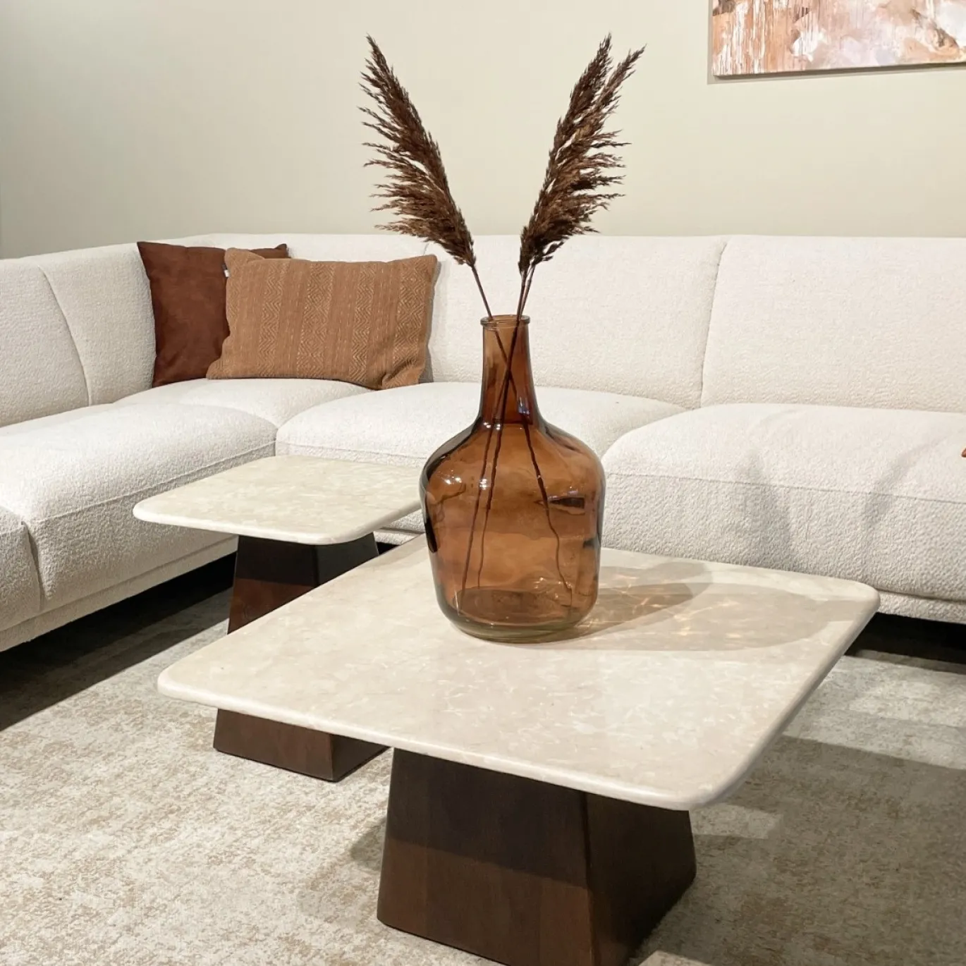 Livingfurn Salontafel Brix Bottecino Mango Vierkant 75cm