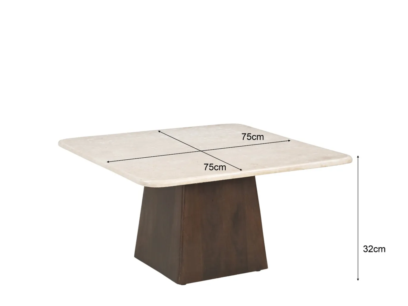 Livingfurn Salontafel Brix Bottecino Mango Vierkant 75cm