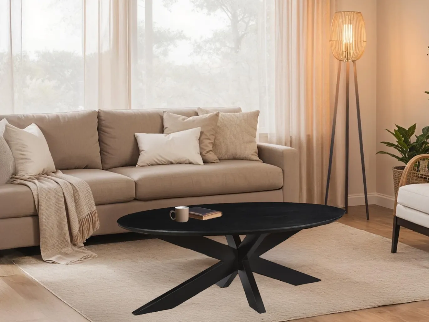 Livingfurn Salontafel Oslo Ovaal Zwart 130 cm