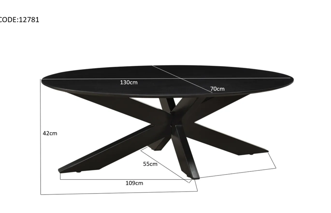 Livingfurn Salontafel Oslo Ovaal Zwart 130 cm