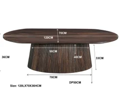 Livingfurn Salontafel Salvator Walnoot Ovaal 120cm Mangohout