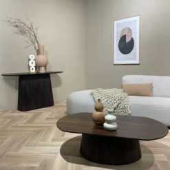 Livingfurn Salontafel Salvator Walnoot Ovaal 120cm Mangohout