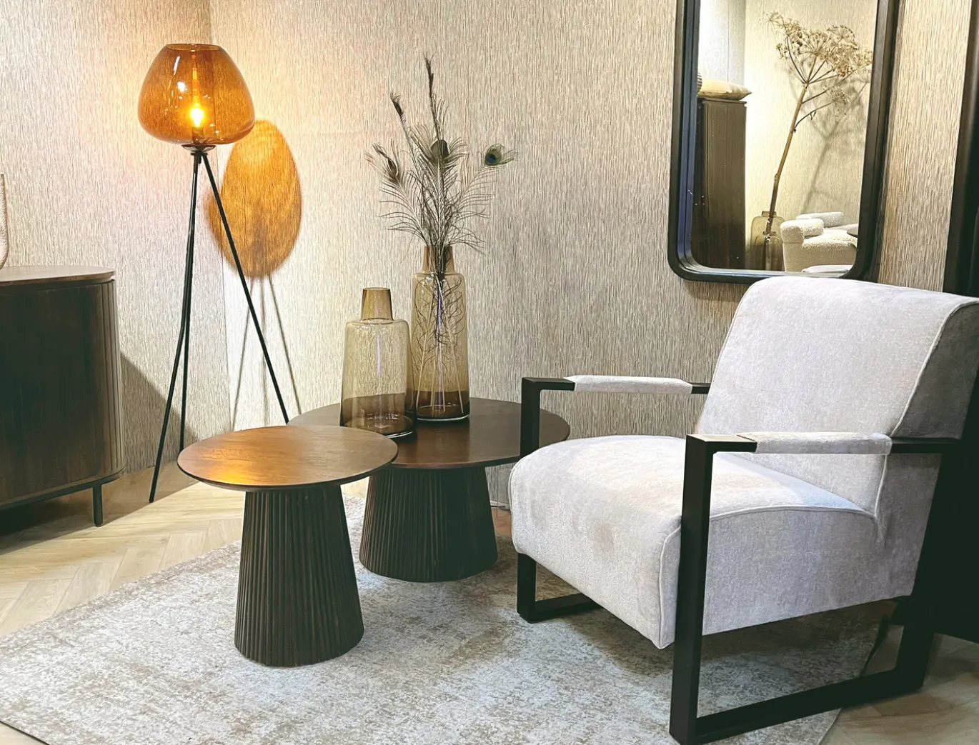 Livingfurn Salontafel Salvator Walnoot Ø50cm Mangohout Rond