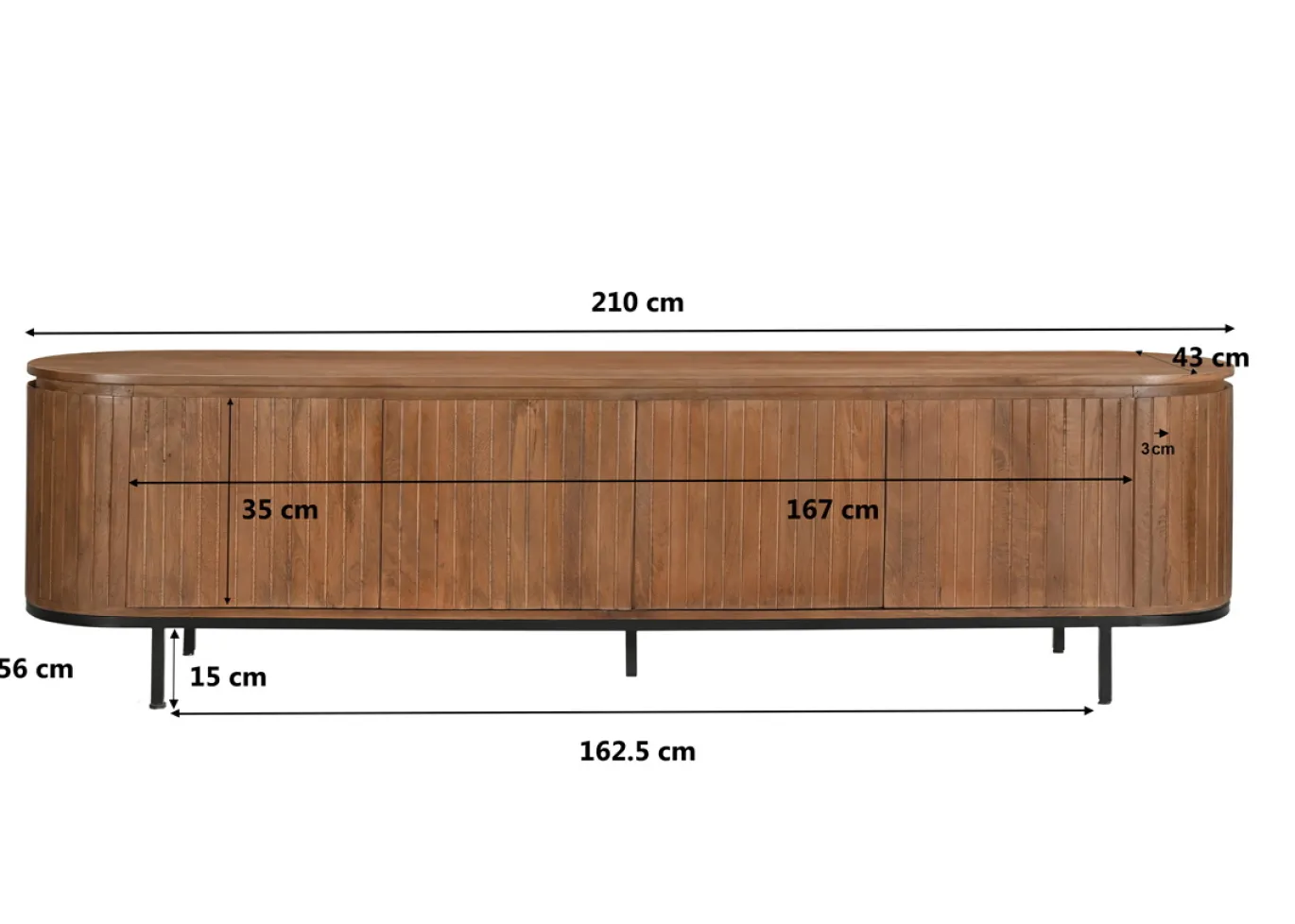 Livingfurn Tv-Meubel Noor Naturel 210cm Mangohout
