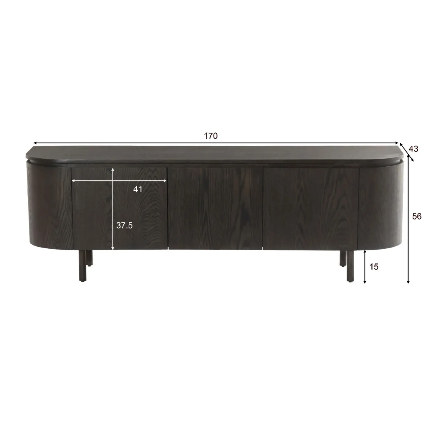 Livingfurn Tv-meubel Tobago Eikenfineer 170cm