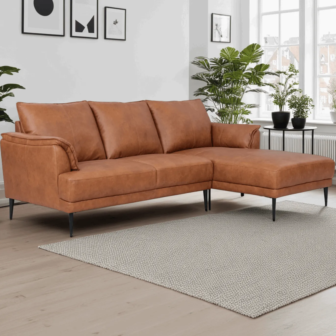 Loungebank Soul Rechts Tan Leer - Giga Meubel