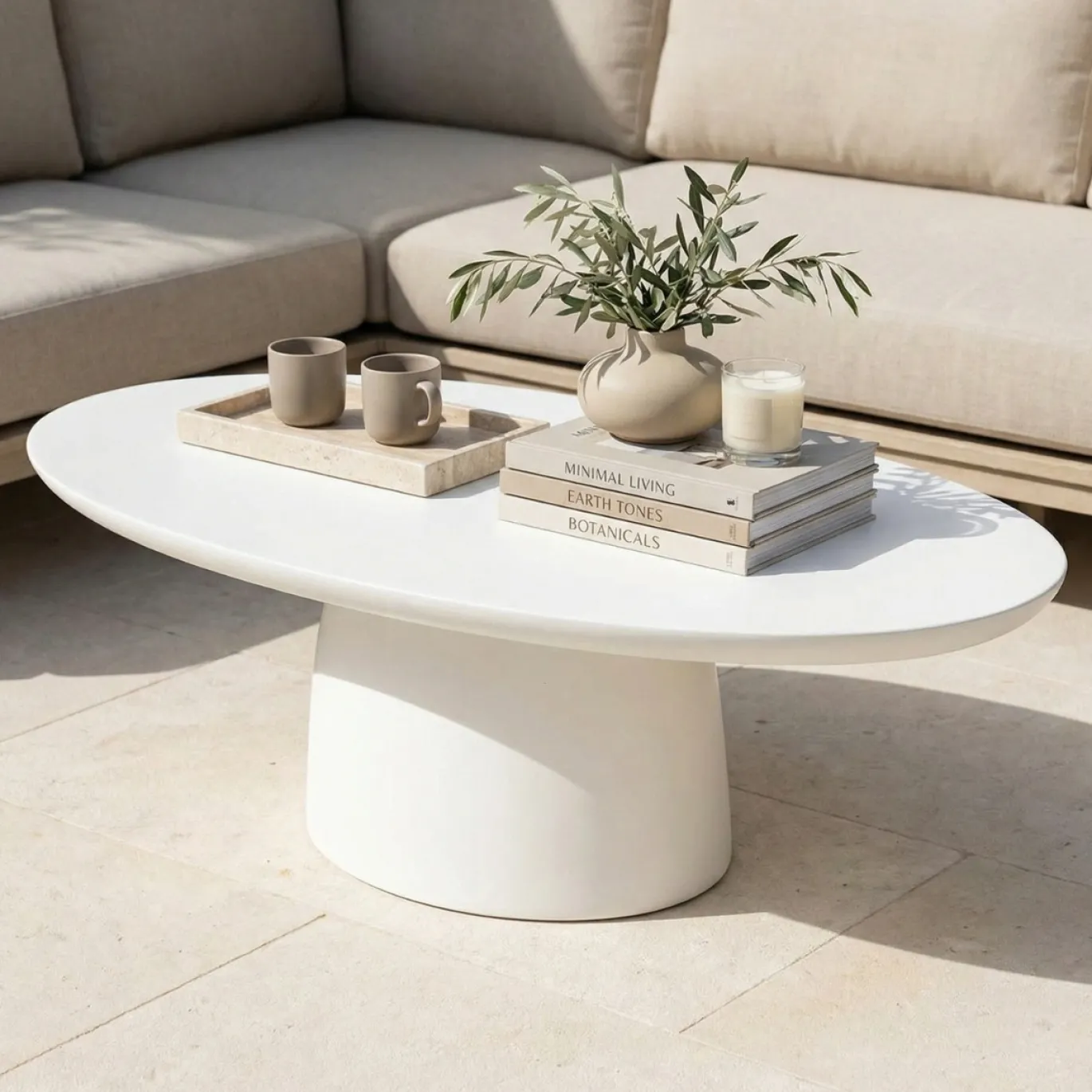 Loungetafel Myrna Ovaal Wit 120cm - Giga Meubel