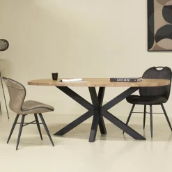 Maxfurn Eettafel Costa Deens Ovaal Matching Mango/Zwart 190x102cm