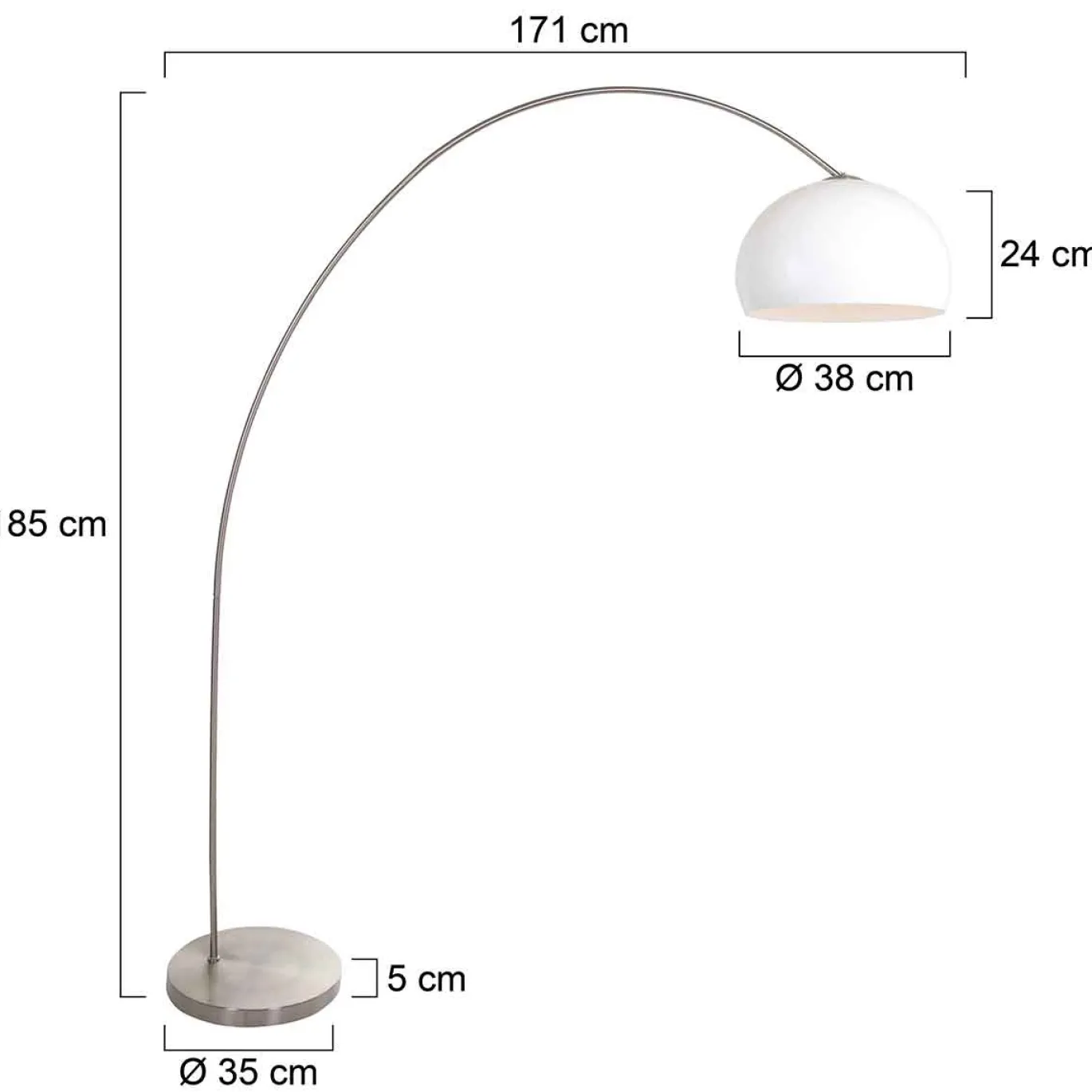 Mexlite Booglamp Solva Grijs Kunststof Wit Bol