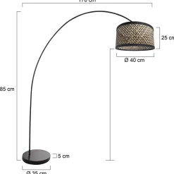 Mexlite Booglamp Solva Zwart Bamboe Naturel/Zwart