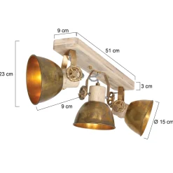 Mexlite Gearwood Plafondspot 3-lichts Brons