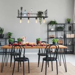 Mexlite Hanglamp Buckley met plateau 4-Lichts Zwart