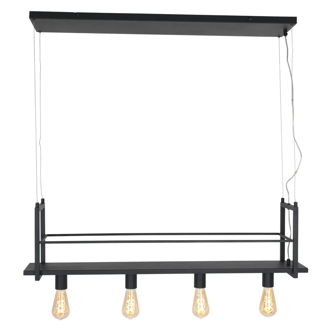 Mexlite Hanglamp Buckley met plateau 4-Lichts Zwart