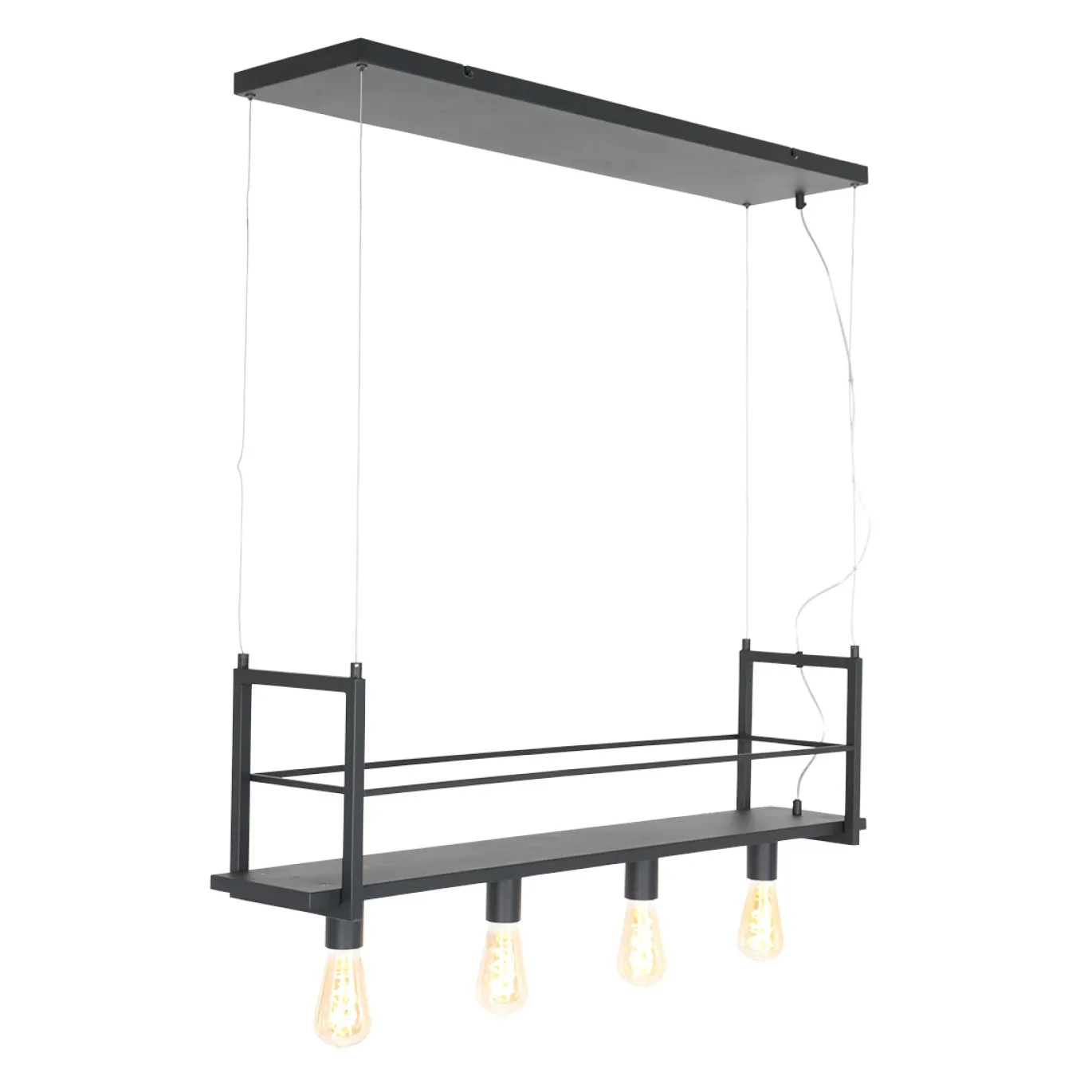 Mexlite Hanglamp Buckley met plateau 4-Lichts Zwart
