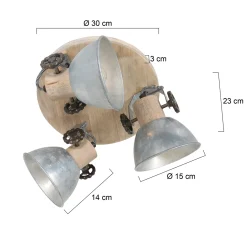 Mexlite Plafondlamp Gearwood 3-lichts Nikkel