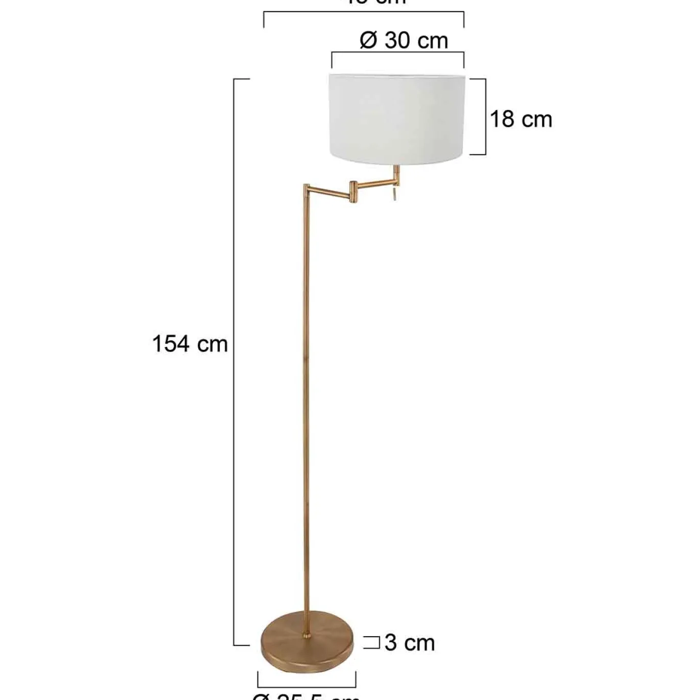 Mexlite Vloerlamp Bella Brons Grof Linnen Wit