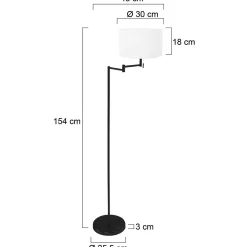 Mexlite Vloerlamp Bella Zwart Grof Linnen Wit