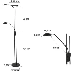 Mexlite Vloerlamp Biron 2-Lichts Zwart