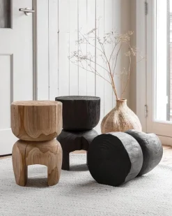 Must Living Bijzettafel Amber Recycled Teakhout Zwart