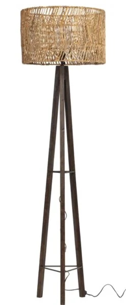 Must Living Vloerlamp Porto Cristo Zwart Recycled Teakhout Zonder Kap