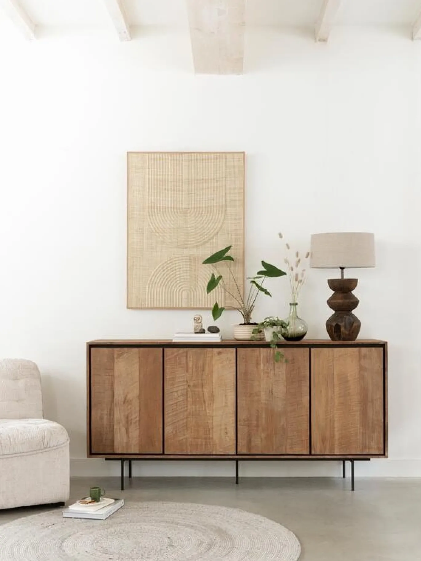 Must Living Wanddecoratie Japanese Garden Naturel Palmblad Small 76x102cm