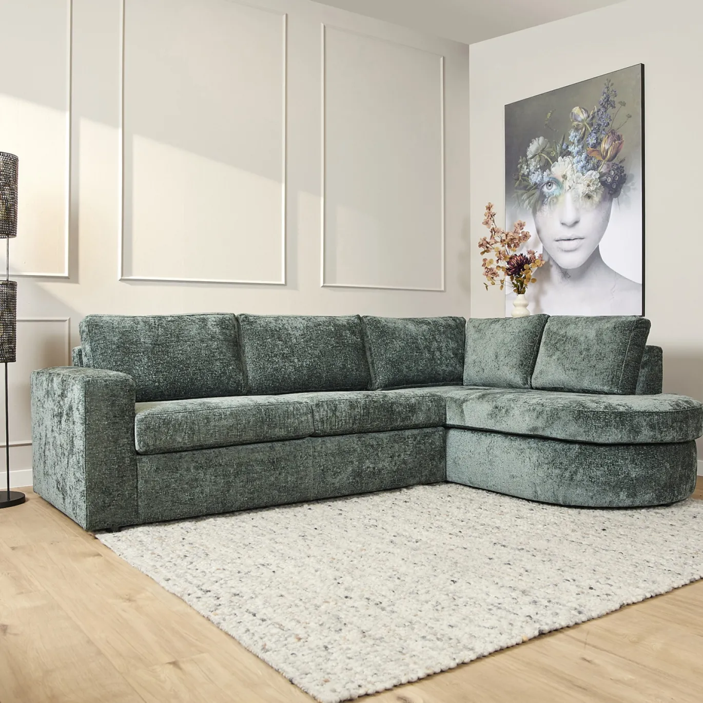 MySofa Bank Alma Groen 2,5 zits + Divan Rechts