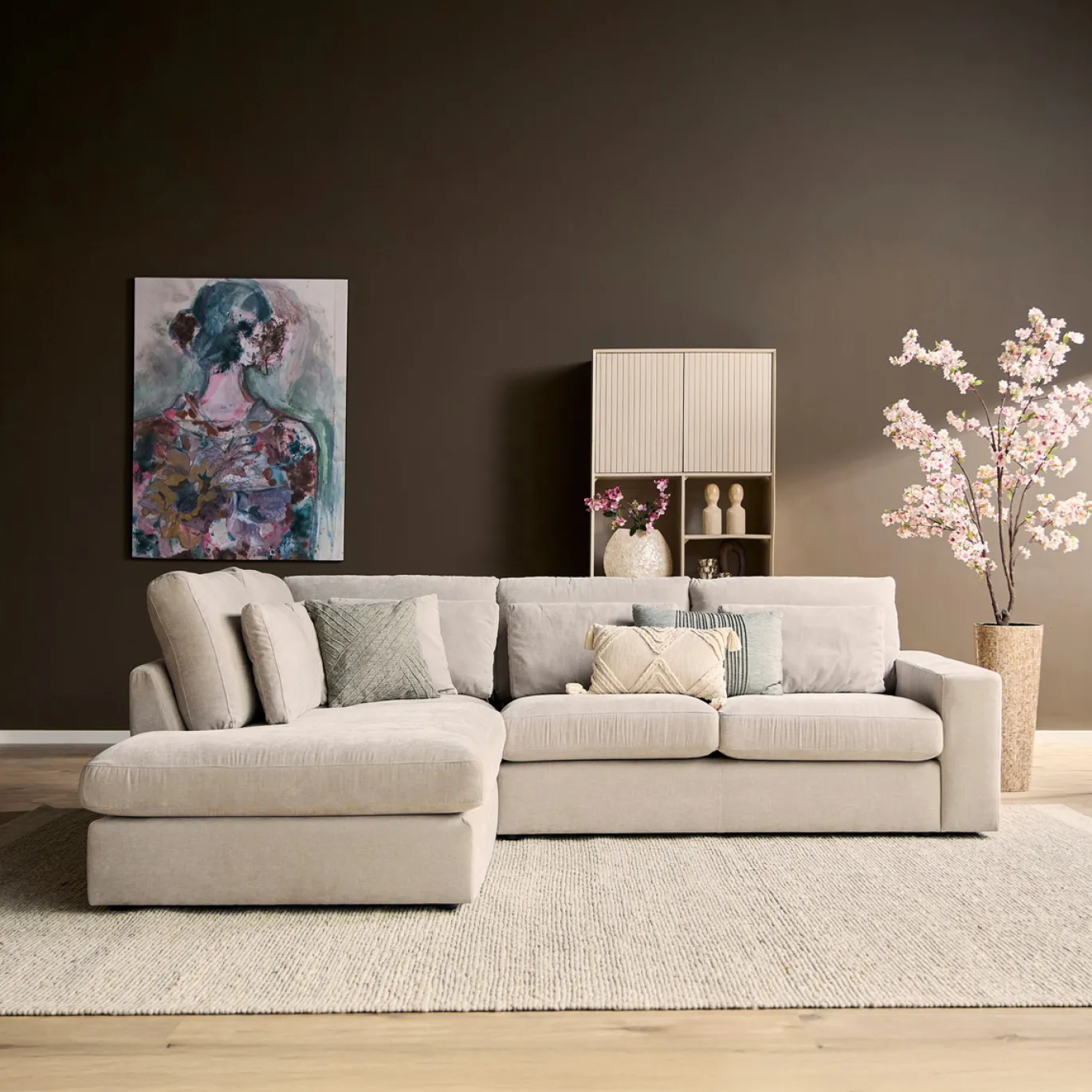 MySofa Bank Jesse 2,5 zits + Ottomane Rechts Beige